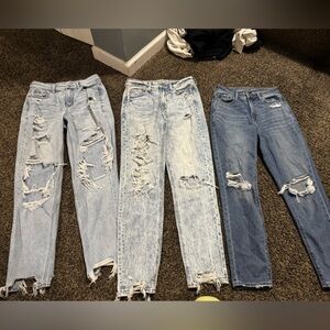 American Eagle Outfitters Women's Distressed Blue Jeans Trio